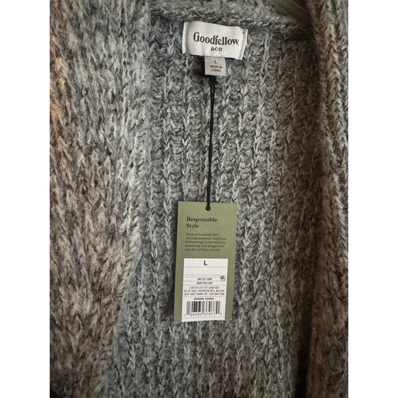 GOODFELLOW & CO Gray Chunky Shawl Collared Cardigan Size Large New w/ Tag - Picture 9 of 10